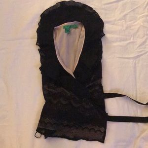 Tibi Black lace wrap blouse